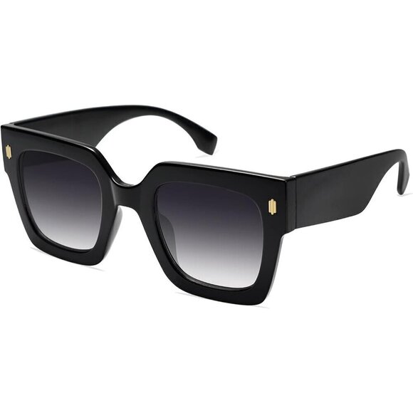 ?Square Retro Women Black Vintage Oversized Luxury Large Sunglasses Eyewear main image 6
